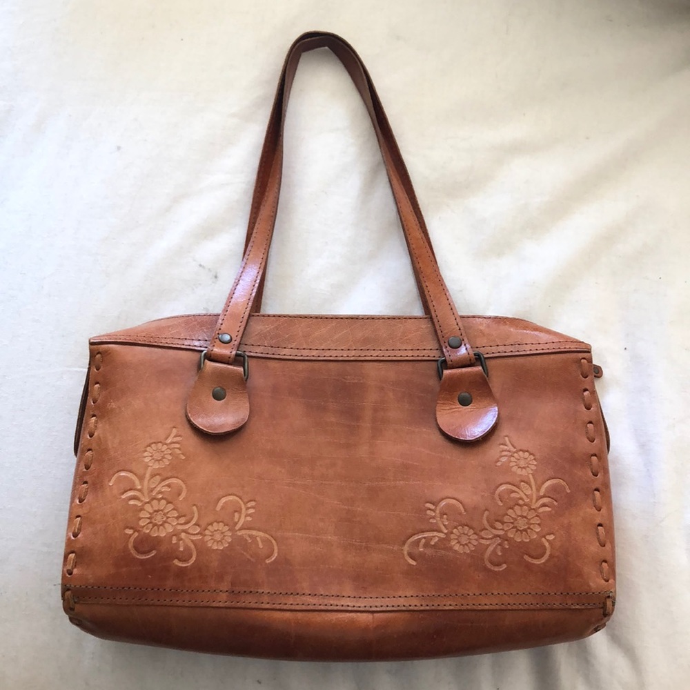 Donated. Beautiful Hand-tooled Tan Leather Purse